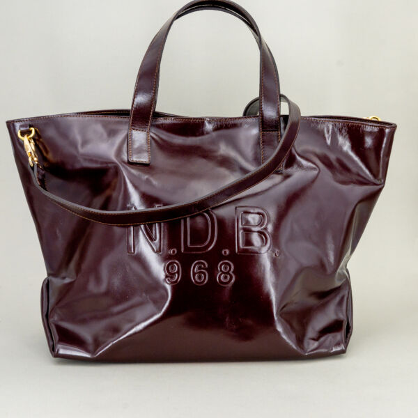 N.D.B. 968 shopping bag in pelle cioccolato con doppio manico e tracolla, ampia e capiente lavorazione artigianale italiana. Borsa da lavoro elegante