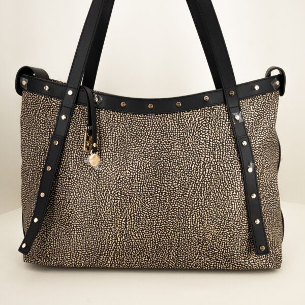 Borbonese shopper large nylon op, borsa a spalla o borsa a mano. Elegante, con manici e chiusa da zip