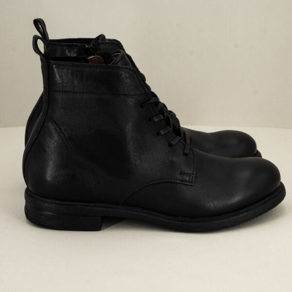 Mjus stivale ankle boots pelle nero, scarpa stivaletto da uomo elegante in vera pelle colore nera con lacci e zip fatta in italia