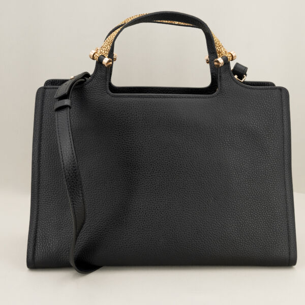 Borbonese bauletto medium nero,borsa a mano e tracolla borsa da ufficio robusta ed elegante.