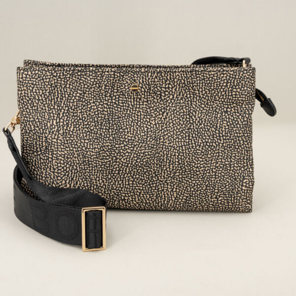 Borbonese borsa tracolla op small in nylon e pelle da portare anche come elegante pochette