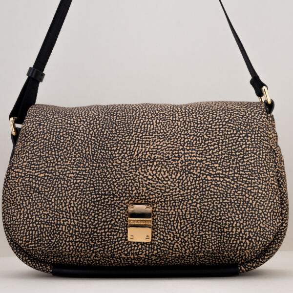 Borbonese borsa cross over op natural, borsa donna con tracolla e patta, chiusura con zip. look giovane