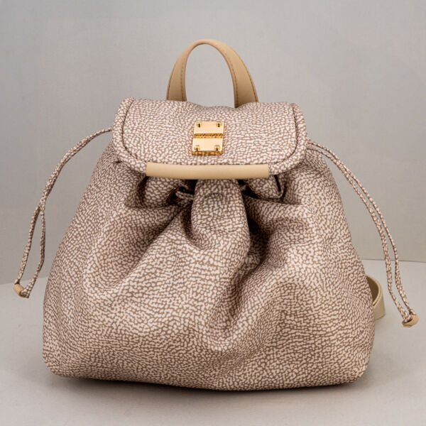 Borbonese borsa zaino small sand donna, elegante e pratico perfetto per l'uso quotidiano.