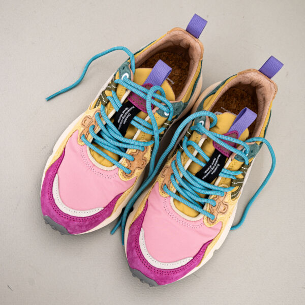 Flower Mountain sneaker Yamano 3 fuxia scarpa sportiva donna in tessuto tecnico e suede.