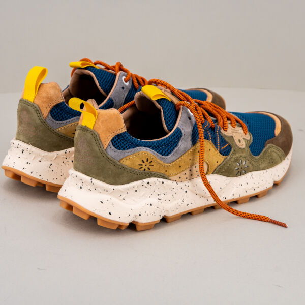 Flower Mountain sneaker Yamano 3 marrone in tessuto tecnico e suede colore marrone, blu e senape