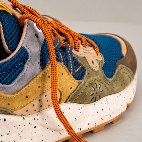 Flower Mountain sneaker Yamano 3 marrone in tessuto tecnico e suede colore marrone, blu e senape